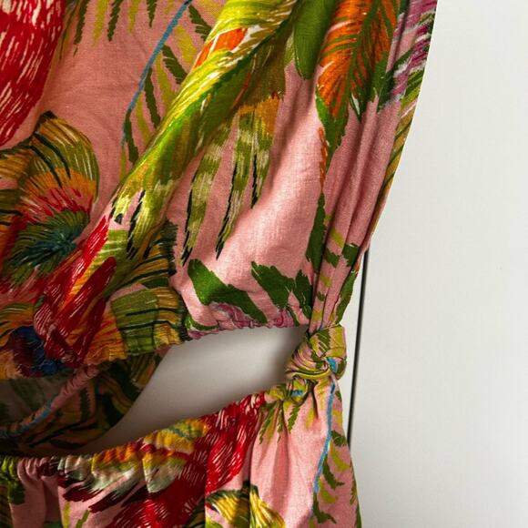 Farm Rio Macaw Leaves One Shoulder Mini Dress Size Large Resortwear Gently Used - Picture 5 of 7